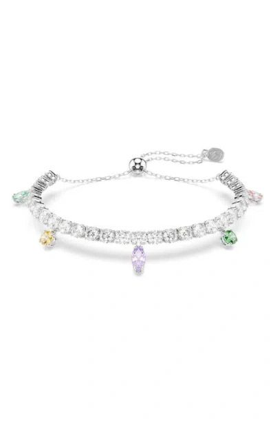 Swarovski Multicolor Crystal Charm Bracelet In Metallic