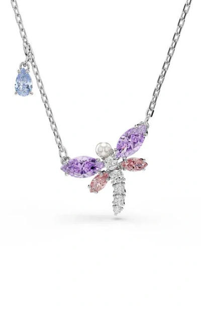 Swarovski Multicolor Crystal Pendant Necklace In Gray