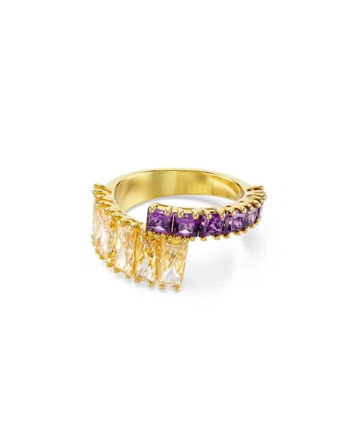 Swarovski Multicolored Gold-tone Plated Matrix Ring In Purple