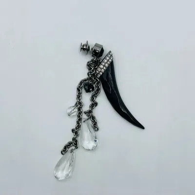 Swarovski New  Chill Long Tooth Crystal Brooch Pin In Black