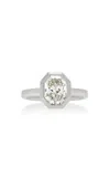 Swarovski Octagon Collection 14k White Gold Bezel Ring With Laboratory Grown Diamonds In Metallic