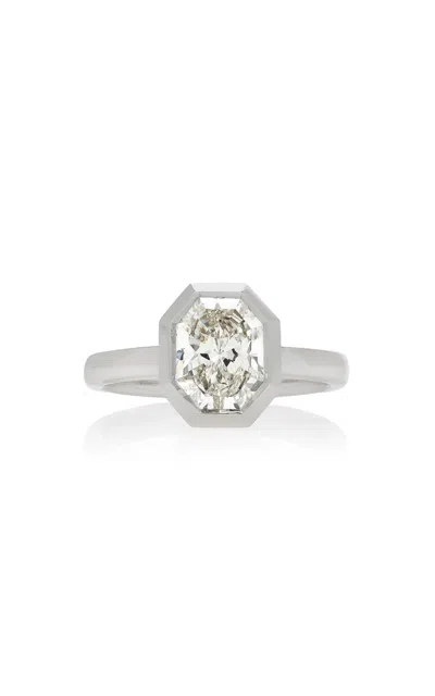 Swarovski Octagon Collection 14k White Gold Bezel Ring With Laboratory Grown Diamonds In Metallic
