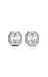 Swarovski Octagon Collection 14k Yellow Gold Stud Earrings With Laboratory Grown Diamonds In Silver