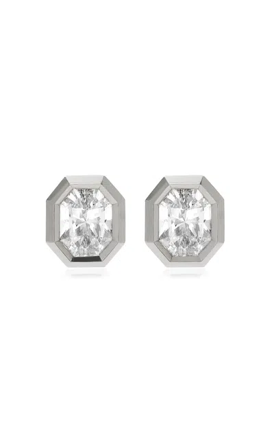 Swarovski Octagon Collection 14k Yellow Gold Stud Earrings With Laboratory Grown Diamonds In Silver