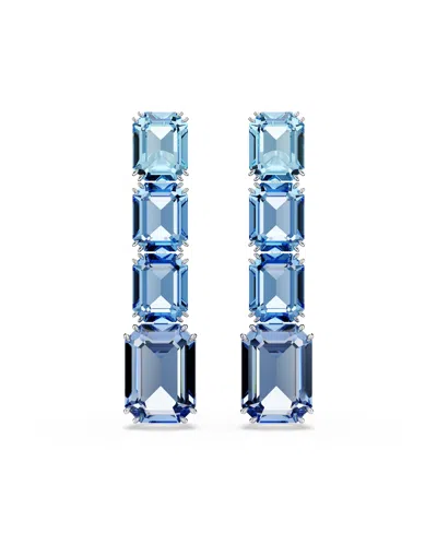 SWAROVSKI OCTAGON CUT RHODIUM PLATED MILLENIA DROP EARRINGS
