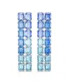 Swarovski Rhodium Plated Millenia Octagon Long Clip Earrings In Blue