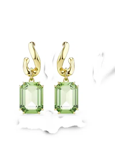 Swarovski Octagonal-cut Crystal Earrings In Gold