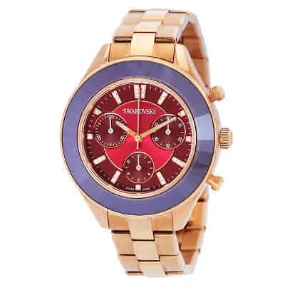 Pre-owned Swarovski Octea Lux Sport Chronograph Quartz Crystal Burgundy Dial Unisex Watch