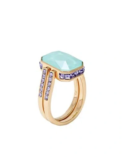 Swarovski Orbita Ring, Octagon Cut, Multicolored, Gold-tone Plated Woman Ring Green Size 5.25 Metal,