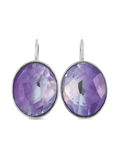 Pre-owned Swarovski Oval Earrings In Silver
