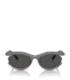Swarovski Womens Sk6006 Crystal-embellished Oval-frame Metal Sunglasses Black In Black