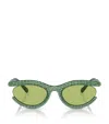Swarovski Womens Sk6006 Crystal-embellished Oval-frame Metal Sunglasses Green In Green