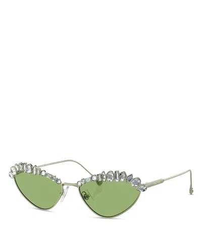 Swarovski Oval Sunglasses, 55mm In Silver/green Mirrored Solid