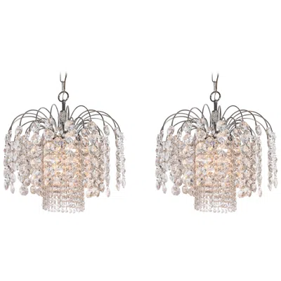 Pre-owned Swarovski Pair Of Crystal And Chrome Chandelier, Attributed To , Austria In Transparent