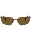 Swarovski Pavé-band Rectangle-frame Sunglasses In Brown