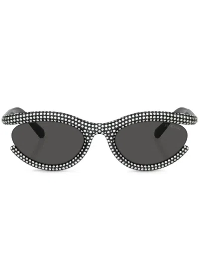 Swarovski 54mm Crystal Oval Sunglasses In Black