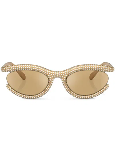 Swarovski Woman Sunglasses Sk6006 In Light Yellow Mirror Silver Internal