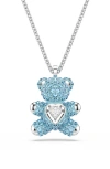 Swarovski Teddy Rhodium Plated Pendant Necklace In Blue