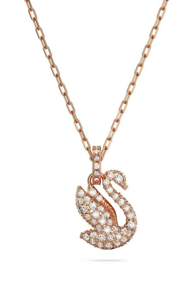 Swarovski Rose Gold-tone Plated Iconic Swan Pendant Necklace