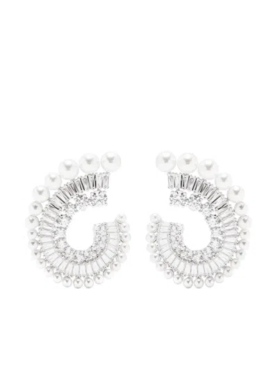 Swarovski Pearl-detail Earrings In Silver
