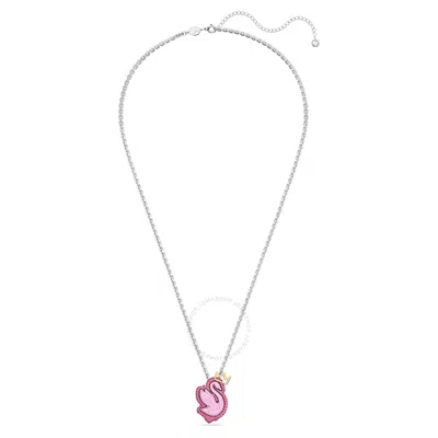 Swarovski Pink Swan Pendant Long Necklace