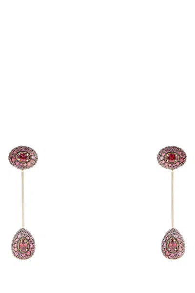 Swarovski Pleated Long Drop Earrings In Pink