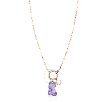 Swarovski Purple Rose Gold-tone Plated Chinese Zodiac Ox Necklace In Neutral