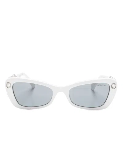 Swarovski Sonnenbrille Mit Eckigem Gestell In Weiss