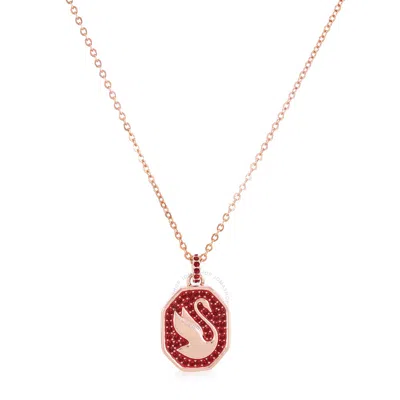 Swarovski Red Rose Gold-tone Plated Signum Swan Pendant Necklace