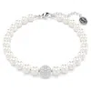 Swarovski Remix Pave Fireball & Imitation Pearl Bracelet In Rhodium Plated In White