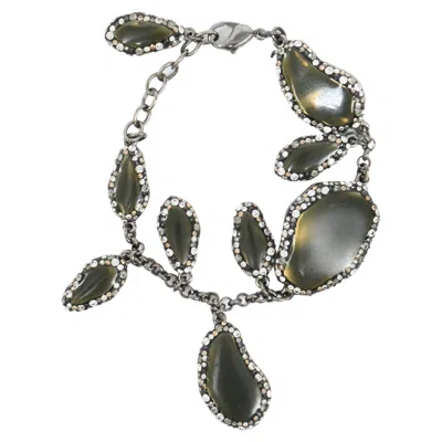 Swarovski Rhinestone Crystal Embellished Bracelet In Grey Metal