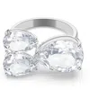 Swarovski Rhodium Plate Millenia Pear Cut Crystal Cocktail Ring In White