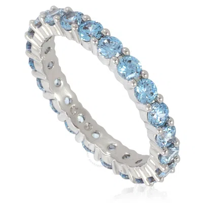 Swarovski Rhodium Plated Blue Round Cut Matrix Ring