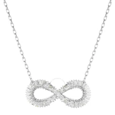 Swarovski Rhodium Plated Hyperbola Infinity Necklace In White