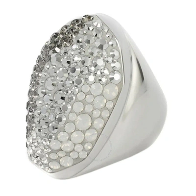 Swarovski Rhodium Plated Kinshasa Ring In Black / Rhodium / White