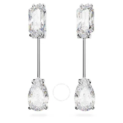 Swarovski Rhodium Plated Mesmera Bar Earrings In White