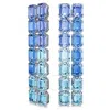 Swarovski Rhodium Plated Millenia Octagon Long Clip Earrings In Blue
