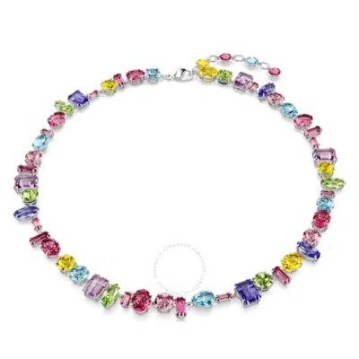 Swarovski Rhodium Plated Mixed Cuts Gema Necklace In Pink