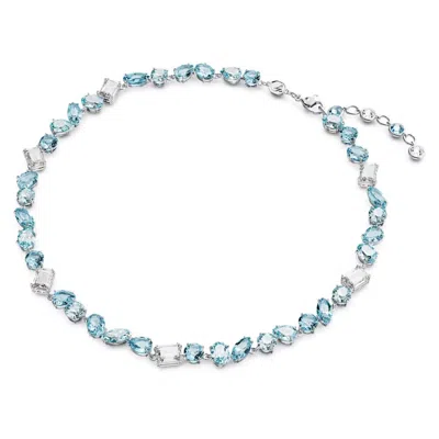 Swarovski Rhodium-plated Necklace With Icy Blue