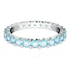 Swarovski Rhodium Plated Round Cut Matrix Ring In Blue