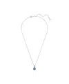 Swarovski Rhodium Plated Square Cut Color Birthstone Pendant Necklace In December,blue