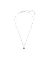Swarovski Rhodium Plated Square Cut Color Birthstone Pendant Necklace In July,red