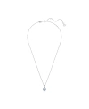 Swarovski Rhodium Plated Square Cut Color Birthstone Pendant Necklace In March,blue