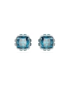 Swarovski Square Cut Birthstone Crystal Stud Earrings In Blue