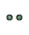 Swarovski Rhodium Plated Square Cut Color Birthstone Stud Earrings In May,green