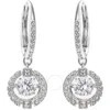 Swarovski Rhodium Plated White Sparkling Dance Pierced Earrings In White