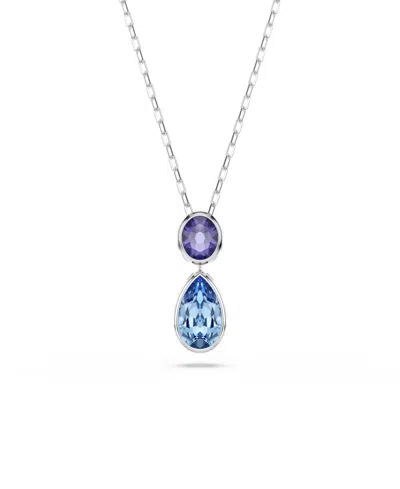 Swarovski Rhodium-plated Chroma Pendant Necklace In Blue