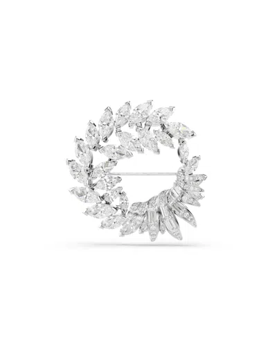 Swarovski Rhodium-plated Zirconia Marquise Mesmera Brooch In Metallic