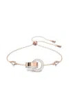 Swarovski Hollow Rose Goldplated Crystal Interlocking Circle Bracelet In Pink