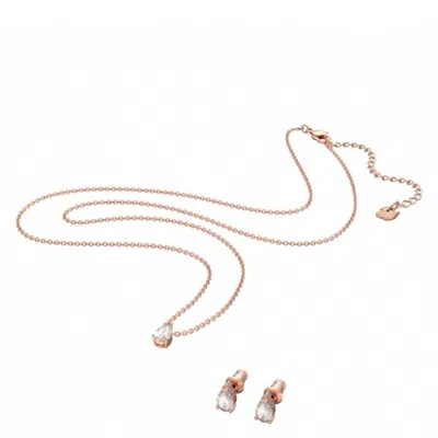 Swarovski Rose Gold Rhodium Plated Attract Earring And Necklace Set